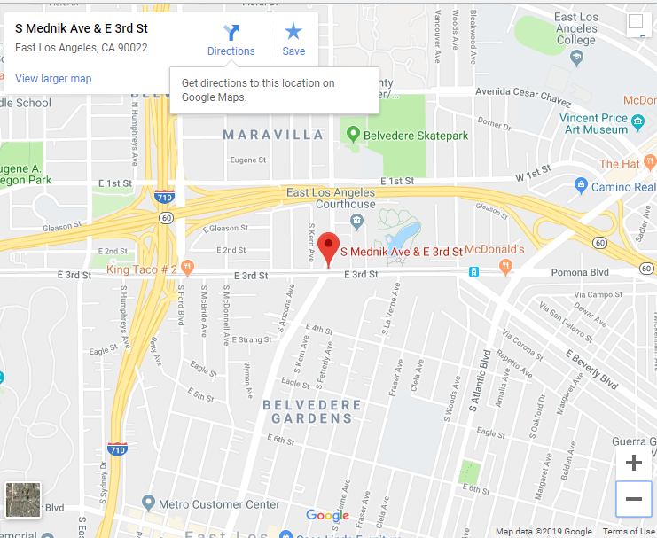 Google map of Mednik and 3rd Street East los angeles